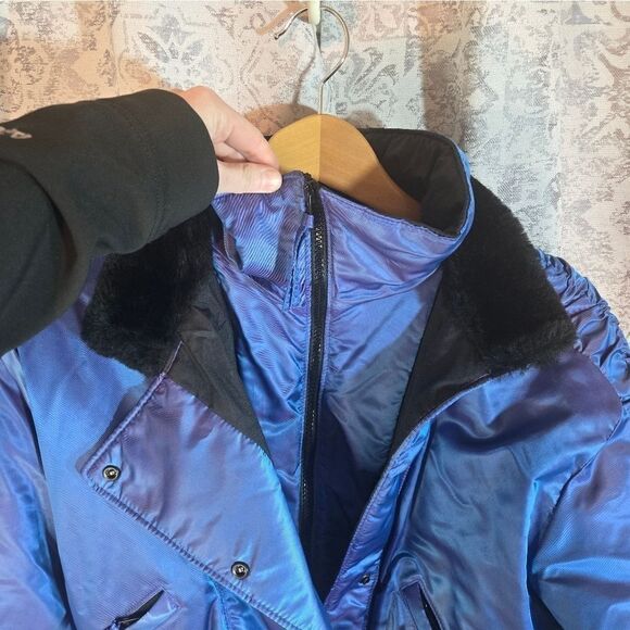 Vintage Polaris ski snow Snowmobile jacket insulated, blue purple metallic med - Picture 12 of 16